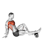 ภาพเคลื่อนไหวสาธิตท่า Roller Seated Single Leg Shoulder Flexor Depresor Retractor เน้นกล้ามเนื้อกล้ามเนื้อหน้าอก