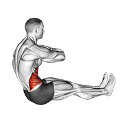 ภาพเคลื่อนไหวสาธิตท่า Spine Twist เน้นกล้ามเนื้อหน้าท้อง