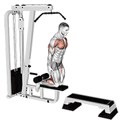 ภาพเคลื่อนไหวสาธิตท่า Inverse Leg Curl (on Pull-up Cable Machine) เน้นกล้ามเนื้อต้นขาด้านหลัง (แฮมสตริง)
