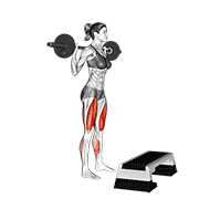 ภาพเคลื่อนไหวสาธิตท่า Barbell Squat Jump Step Rear Lunge เน้นกล้ามเนื้อต้นขาด้านหน้า (ควอดส์)