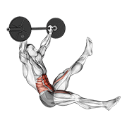 ภาพเคลื่อนไหวสาธิตท่า Barbell Sitted Alternate Leg Raise เน้นกล้ามเนื้อหน้าท้อง