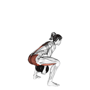 ภาพเคลื่อนไหวสาธิตท่า Dumbbell Sumo Pull Through เน้นกล้ามเนื้อกล้ามเนื้อก้น