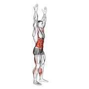 ภาพเคลื่อนไหวสาธิตท่า Arms Apart Circular Toe Touch (male) เน้นกล้ามเนื้อกล้ามเนื้อก้น