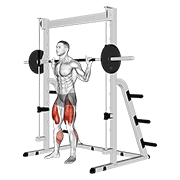 ภาพเคลื่อนไหวสาธิตท่า Smith Full Squat เน้นกล้ามเนื้อกล้ามเนื้อก้น