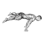 ภาพเคลื่อนไหวสาธิตท่า Straddle Planche เน้นกล้ามเนื้อหน้าท้อง