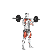 ภาพเคลื่อนไหวสาธิตท่า Barbell Thruster เน้นกล้ามเนื้อไหล่ (เดลทอยด์)