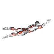 ภาพเคลื่อนไหวสาธิตท่า Swimmer Kicks V. 2 (male) เน้นกล้ามเนื้อกล้ามเนื้อก้น