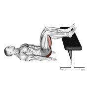ภาพเคลื่อนไหวสาธิตท่า Glute Bridge Two Legs On Bench (male) เน้นกล้ามเนื้อกล้ามเนื้อก้น