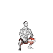 ภาพเคลื่อนไหวสาธิตท่า Bodyweight Drop Jump Squat เน้นกล้ามเนื้อกล้ามเนื้อก้น