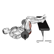 ภาพเคลื่อนไหวสาธิตท่า Barbell Glute Bridge Two Legs On Bench (male) เน้นกล้ามเนื้อกล้ามเนื้อก้น
