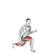 ภาพเคลื่อนไหวสาธิตท่า Lunge With Jump เน้นกล้ามเนื้อกล้ามเนื้อก้น