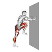 ภาพเคลื่อนไหวสาธิตท่า High Knee Against Wall เน้นกล้ามเนื้อระบบหัวใจและหลอดเลือด