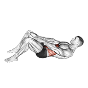 ภาพเคลื่อนไหวสาธิตท่า Knee Touch Crunch เน้นกล้ามเนื้อหน้าท้อง