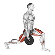 ภาพเคลื่อนไหวสาธิตท่า Weighted Stretch Lunge เน้นกล้ามเนื้อกล้ามเนื้อก้น